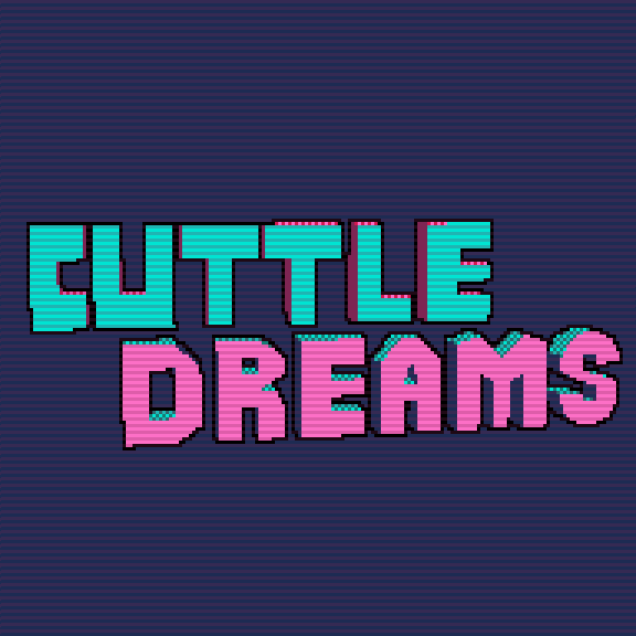 A gif of the title "CuttleDreams" in blocky retro cg.